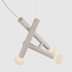 Parc Triple Pendant - Beige / Frosted