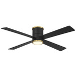 Falco Flush Ceiling Fan with Light - Coal Black / Soft Brass / Coal