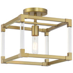 Oro District Semi Flush Ceiling Light - Soft Brass / Clear