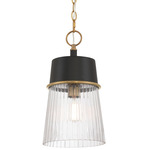 Stamford Pendant - Legacy Brass / Dark Matte Black / Clear Ribbed