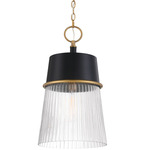 Stamford Pendant - Legacy Brass / Dark Matte Black / Clear Ribbed
