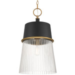 Stamford Pendant - Legacy Brass / Dark Matte Black / Clear Ribbed