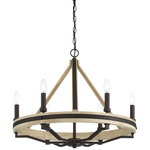 Sonoma Chandelier - Dark Bronze / Natural Wood / Natural Wood