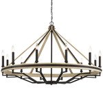 Sonoma Chandelier - Dark Bronze / Natural Wood / Natural Wood