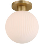 Fenton Semi Flush Ceiling Light - Legacy Brass / White Striped