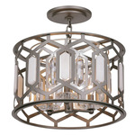 Hexly Convertible Pendant / Semi-Flush Ceiling - Bronze / Silver / Clear
