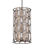 Hexly Foyer Pendant - Bronze / Silver / Clear