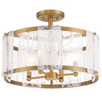 Veil Semi Flush Ceiling Light - Legacy Brass / White Swirl