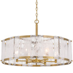 Veil Drum Pendant - Legacy Brass / White Swirl