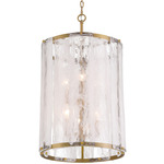 Veil Cylinder Pendant - Legacy Brass / White Swirl