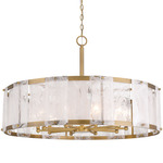 Veil Drum Pendant - Legacy Brass / White Swirl