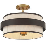 Harbor Wrap Semi Flush Ceiling Light - Legacy Brass / Dark Bronze / Tan
