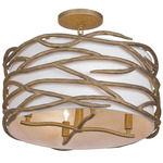 Branch Reality Semi Flush Ceiling Light - Ashen Gold / White