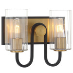 Orla Bathroom Vanity Light - Legacy Brass / Dark Matte Black / Clear Ribbed