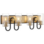 Orla Bathroom Vanity Light - Legacy Brass / Dark Matte Black / Clear Ribbed