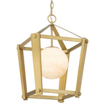 Shimmer Lantern Pendant - Legacy Brass / Etched Opal Amber