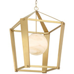 Shimmer Lantern Pendant - Legacy Brass / Etched Opal Amber