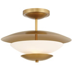 Solara Semi Flush Ceiling Light - Legacy Brass / White