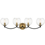 Kearney Park Bathroom Vanity Light - Soft Brass / Sand Coal / Clear