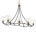 Kearney Park Island Light - Soft Brass / Sand Coal / Clear