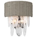 Breakers Isle Wall Sconce - Coal Black / PE Rattan / White Swirl