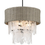 Breakers Isle Convertible Semi Flush Pendant - Coal Black / PE Rattan / White Swirl