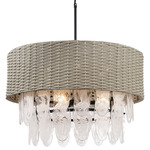 Breakers Isle Pendant - Coal Black / PE Rattan / White Swirl