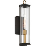 Cara Outdoor Wall Light - Matte Black / Brass / Clear Ribbed