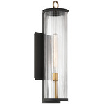 Cara Outdoor Wall Light - Matte Black / Brass / Clear Ribbed