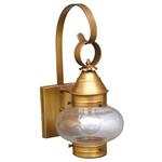 Cageless Onion Hook Outdoor Wall Light - Antique Brass / Clear