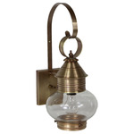 Cageless Onion Hook Outdoor Wall Light - Antique Brass / Clear