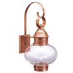 Cageless Onion Hook Outdoor Wall Light - Antique Brass / Clear