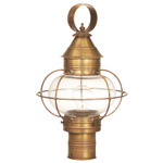 Caged Onion Clear Outdoor Post Light - Antique Brass / Clear