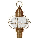 Onion 120V Outdoor Post Light - Antique Brass / Clear