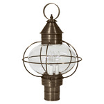 Onion 120V Outdoor Post Light - Dark Antique Brass / Clear