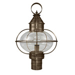 Onion 120V Outdoor Post Light - Dark Antique Brass / Clear