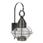 Caged Onion Hook Outdoor Wall Light - Dark Antique Brass / Clear