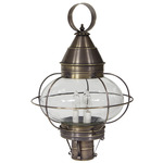 Caged Onion Outdoor Post Light - Dark Antique Brass / Clear