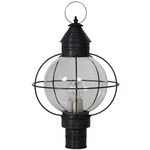 Round Onion Outdoor Post Light - Dark Brass / Clear