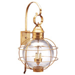 Round Onion Outdoor Wall Light - Antique Brass / Clear