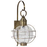Round Onion Outdoor Wall Light - Antique Brass / Clear