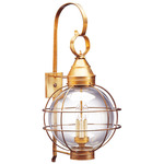 Round Onion Outdoor Wall Light - Antique Brass / Clear
