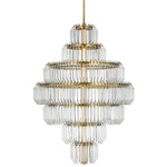 Killarney Layered Tier Chandelier - Natural Brass / Crystal