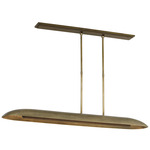 Remi Offset Linear Pendant - Mottled Brass / Warm Walnut