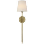 Bryant Cordless Tail Wall Sconce - Hand-Rubbed Antique Brass / Linen