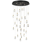 Pebble Multi Light Pendant - Black / Gold / Crystal