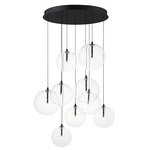 Global 9-Light Pendant - Black / Clear