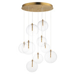 Global 9-Light Pendant - Natural Aged Brass / Clear