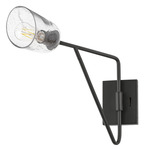 Keppe Swing Arm Wall Sconce - Dark Bronze / Seedy Glass