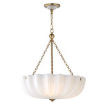 Bundt Convertible Pendant / Semi Flush Ceiling - Natural Aged Brass / White